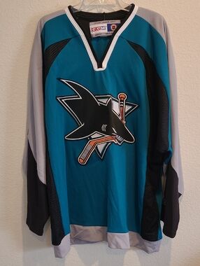 CCM Vintage San Jose Sharks Teal Hockey Jersey XXL